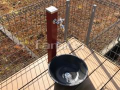 立水栓 ユニソン スプレスタンド ダークレッド 蛇口(シルバー)2個